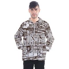 Antique Oriental Town Map  Men s Half Zip Pullover by ConteMonfrey