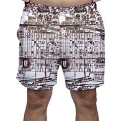 Antique Oriental Town Map  Men s Shorts by ConteMonfrey