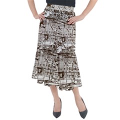 Antique Oriental Town Map  Midi Mermaid Skirt by ConteMonfrey