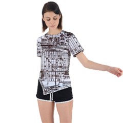 Antique Oriental Town Map  Asymmetrical Short Sleeve Sports Tee by ConteMonfrey