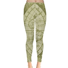 Vintage Mapa Mundi  Leggings  by ConteMonfrey