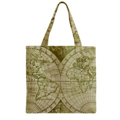 Vintage Mapa Mundi  Zipper Grocery Tote Bag by ConteMonfrey