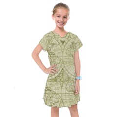 Vintage Mapa Mundi  Kids  Drop Waist Dress by ConteMonfrey