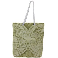 Vintage Mapa Mundi  Full Print Rope Handle Tote (large) by ConteMonfrey