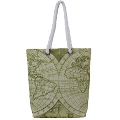 Vintage Mapa Mundi  Full Print Rope Handle Tote (small) by ConteMonfrey