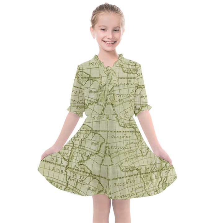 Vintage Mapa Mundi  Kids  All Frills Chiffon Dress