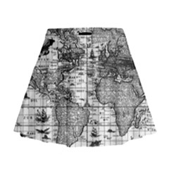 Antique Mapa Mundi Revisited Mini Flare Skirt by ConteMonfrey