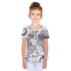 Antique Mapa Mundi Revisited Kids  One Piece Tee