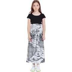 Antique Mapa Mundi Revisited Kids  Flared Maxi Skirt by ConteMonfrey