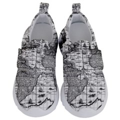 Antique Mapa Mundi Revisited Kids  Velcro No Lace Shoes by ConteMonfrey