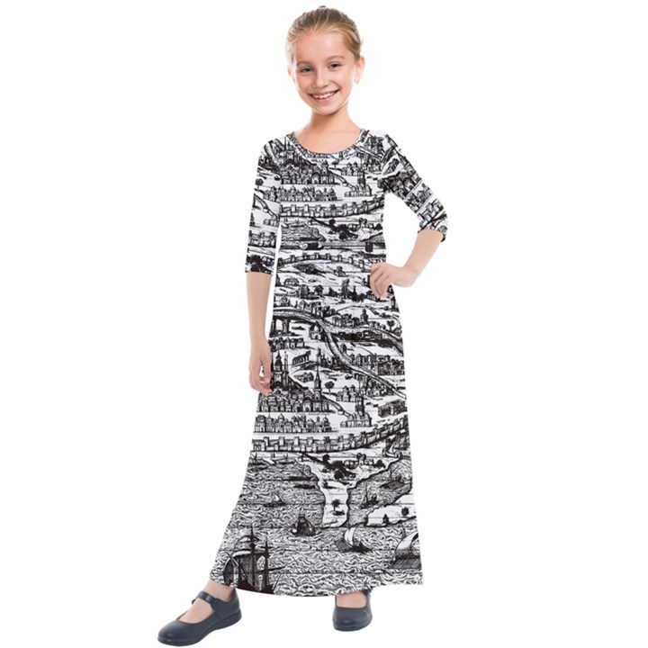 Old Civilization Kids  Quarter Sleeve Maxi Dress