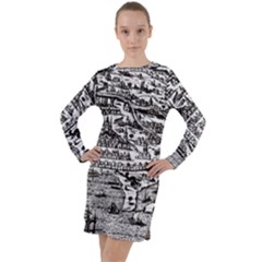 Old Civilization Long Sleeve Hoodie Dress