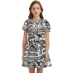 Old Civilization Kids  Bow Tie Puff Sleeve Dress by ConteMonfrey