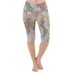 Mapa Mundi 1775 Lightweight Velour Cropped Yoga Leggings by ConteMonfrey