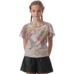 Mapa Mundi 1775 Kids  Front Cut Tee by ConteMonfrey