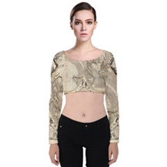 Mapa Mundi - 1774 Velvet Long Sleeve Crop Top by ConteMonfrey