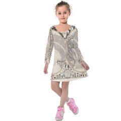 Mapa Mundi - 1774 Kids  Long Sleeve Velvet Dress by ConteMonfrey