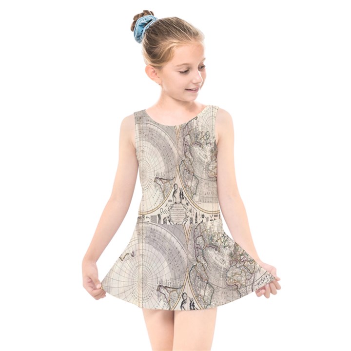 Mapa Mundi - 1774 Kids  Skater Dress Swimsuit