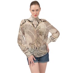 Mapa Mundi - 1774 High Neck Long Sleeve Chiffon Top by ConteMonfrey