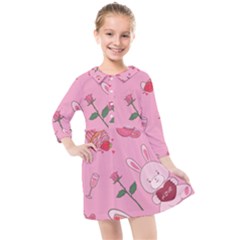 Valentine Pattern Kids  Quarter Sleeve Shirt Dress by designsbymallika