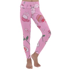 Valentine Pattern Kids  Lightweight Velour Classic Yoga Leggings by designsbymallika