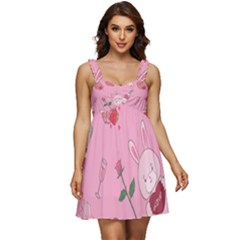 Valentine Pattern Ruffle Strap Babydoll Chiffon Dress