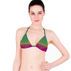 Rainbow Landscape With A Beautiful Silver Star So Decorative Bikini Top by pepitasart