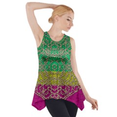 Rainbow Landscape With A Beautiful Silver Star So Decorative Side Drop Tank Tunic by pepitasart