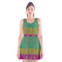 Rainbow Landscape With A Beautiful Silver Star So Decorative Scoop Neck Skater Dress by pepitasart