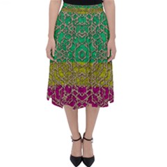 Rainbow Landscape With A Beautiful Silver Star So Decorative Classic Midi Skirt by pepitasart