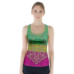 Rainbow Landscape With A Beautiful Silver Star So Decorative Racer Back Sports Top by pepitasart