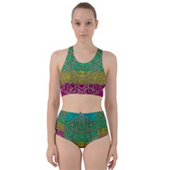 Rainbow Landscape With A Beautiful Silver Star So Decorative Racer Back Bikini Set by pepitasart