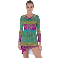 Rainbow Landscape With A Beautiful Silver Star So Decorative Asymmetric Cut-out Shift Dress by pepitasart