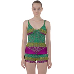 Rainbow Landscape With A Beautiful Silver Star So Decorative Tie Front Two Piece Tankini by pepitasart