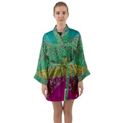 Rainbow Landscape With A Beautiful Silver Star So Decorative Long Sleeve Satin Kimono by pepitasart