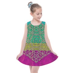 Rainbow Landscape With A Beautiful Silver Star So Decorative Kids  Summer Dress by pepitasart