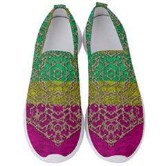 Rainbow Landscape With A Beautiful Silver Star So Decorative Men s Slip On Sneakers by pepitasart