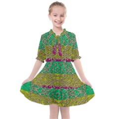 Rainbow Landscape With A Beautiful Silver Star So Decorative Kids  All Frills Chiffon Dress by pepitasart