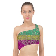 Rainbow Landscape With A Beautiful Silver Star So Decorative Spliced Up Bikini Top  by pepitasart