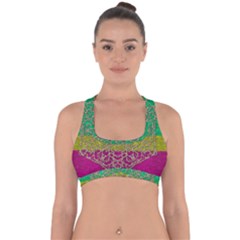 Rainbow Landscape With A Beautiful Silver Star So Decorative Cross Back Hipster Bikini Top  by pepitasart