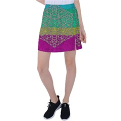 Rainbow Landscape With A Beautiful Silver Star So Decorative Tennis Skirt by pepitasart