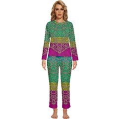 Rainbow Landscape With A Beautiful Silver Star So Decorative Womens  Long Sleeve Lightweight Pajamas Set by pepitasart