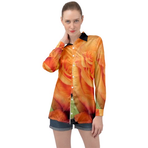 Color Of Desire Long Sleeve Satin Shirt by tomikokhphotography