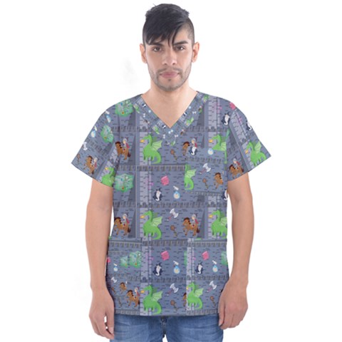 Micro Dnd Men s V-neck Scrub Top by NerdySparkleGoth