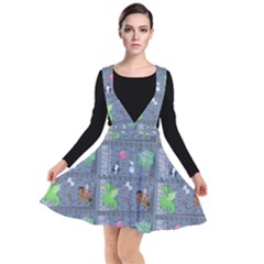 Micro Dnd Plunge Pinafore Dress