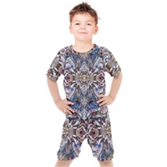 Marbling Blend  Kids  Tee And Shorts Set by kaleidomarblingart