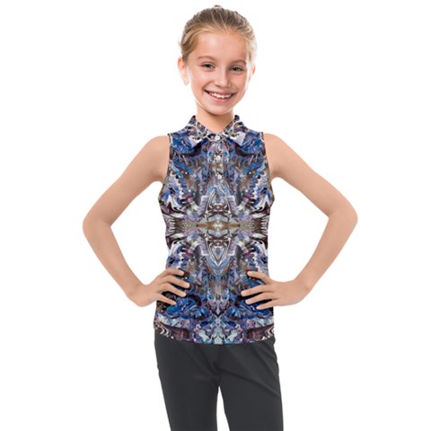 Marbling Blend  Kids  Sleeveless Polo Tee by kaleidomarblingart