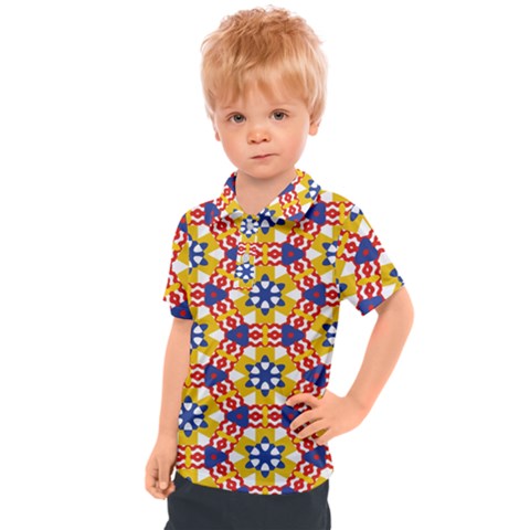 Wavey Shapes Pattern                                                            Kids  Polo Tee by LalyLauraFLM