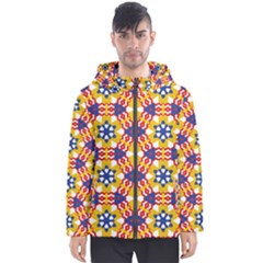 Wavey Shapes Pattern                                                              Men s Hooded Puffer Jacket