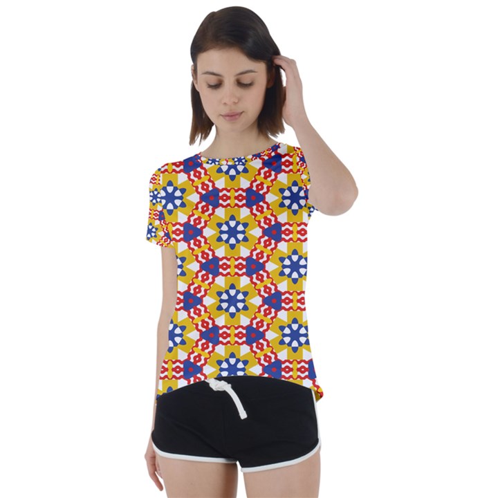 Wavey shapes pattern     Short Sleeve Foldover Tee